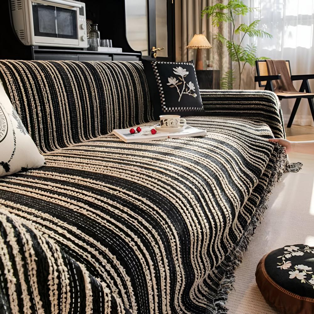Regal Streifen Chenille Sofaüberwurf