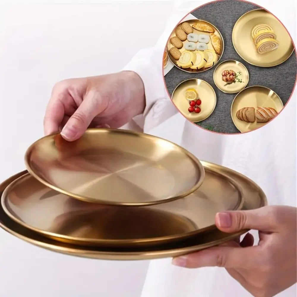 Glänzende Goldene Edelstahl Servierplatten