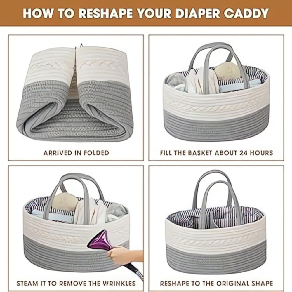 Geflochtener grauer Baby-Essentials-Organizer