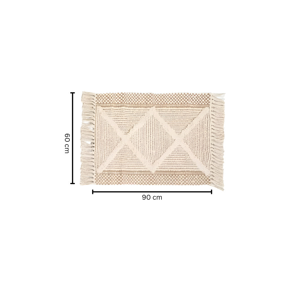 Beige Texturiertes Fransen-Tassel-Teppich