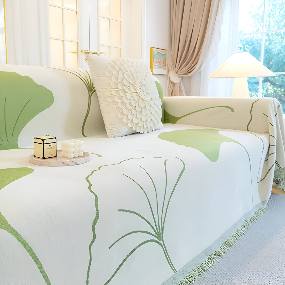 Pastoral Stil Ginkgo Blatt Sofaüberwurf