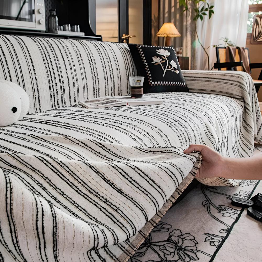 Regal Streifen Chenille Sofaüberwurf