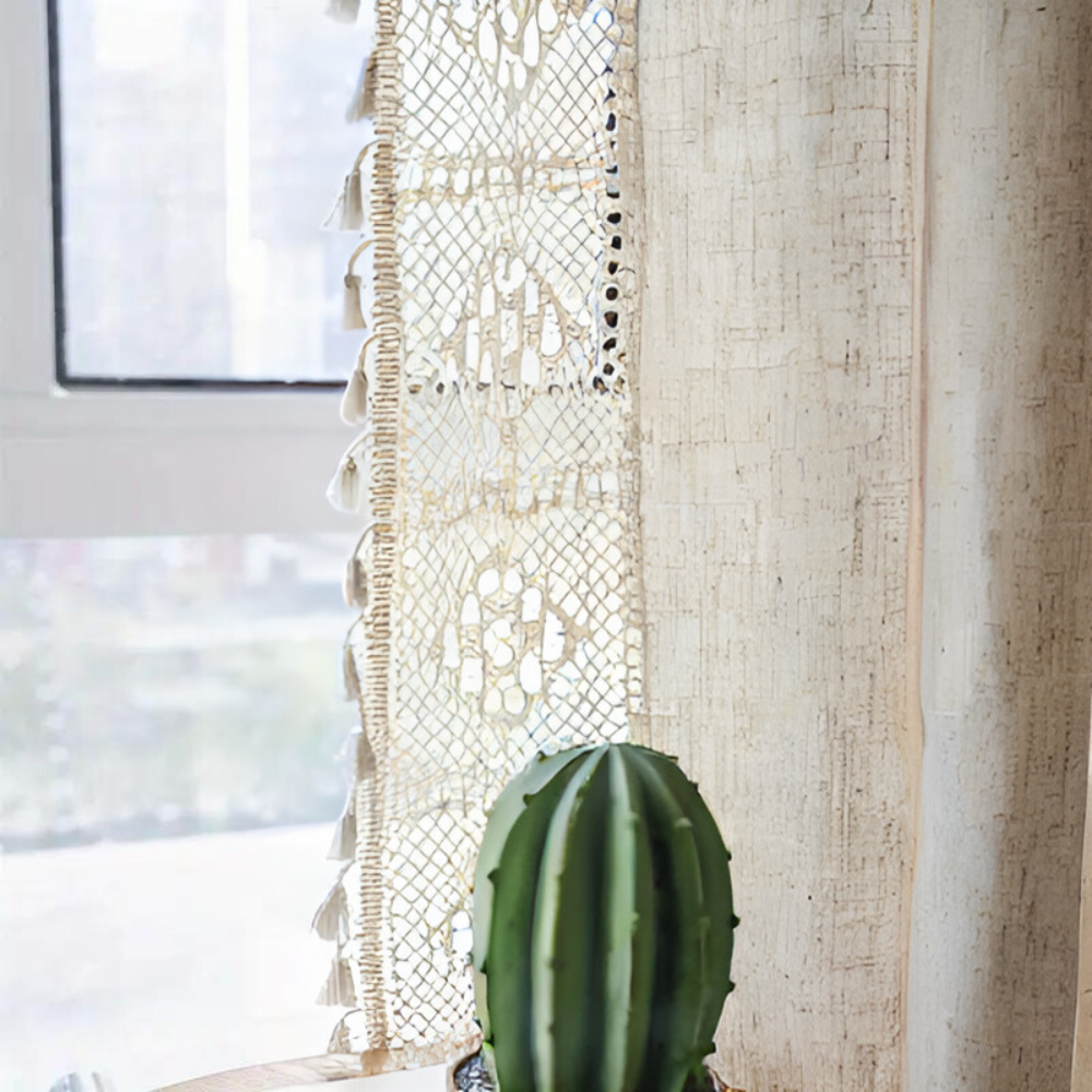 Farmhouse Chic Leinen Geometrischer Vorhang