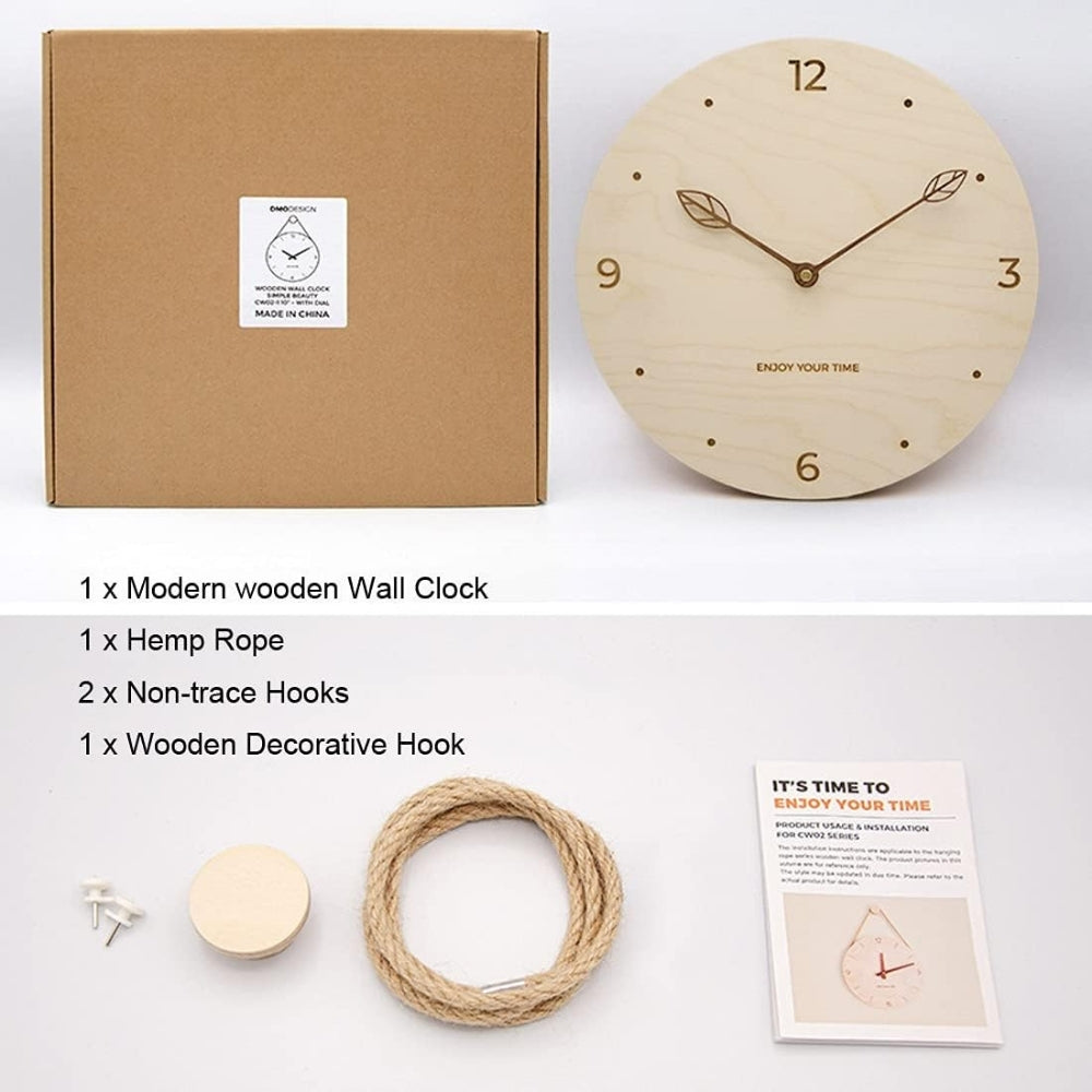 Minimalistische Seil Holz Wanduhr