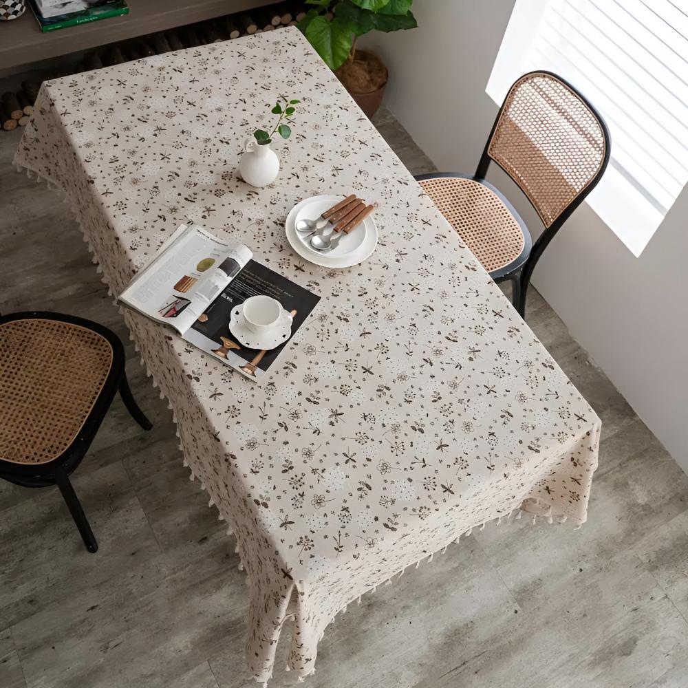Löwenzahn Beige Quasten Tischdecke