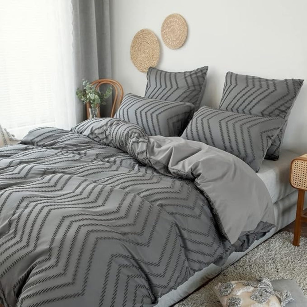 Chevron Plüsch Bettbezug | 3-teiliges Set