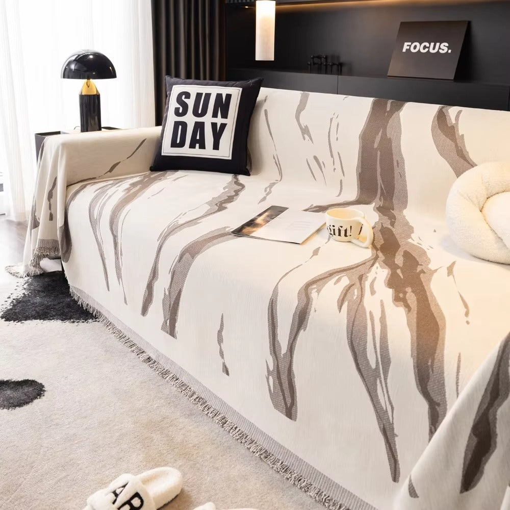 Abstrakte Pinselstrich Chenille Sofaüberwurf