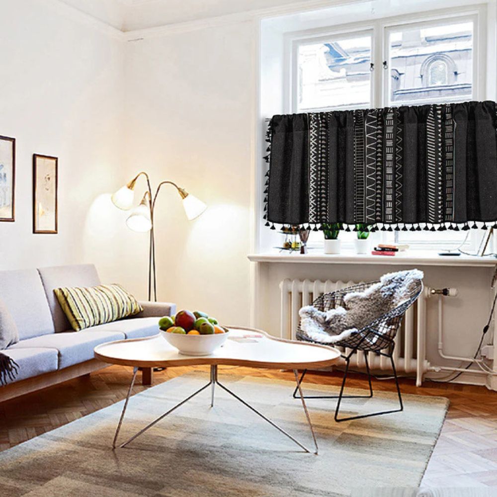 Schwarze Geometrische Tribal Quasten Schrankvorhang