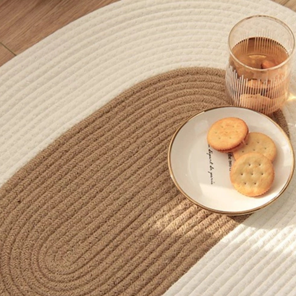 Boho Geflochtener Hanf Ovaler Teppich
