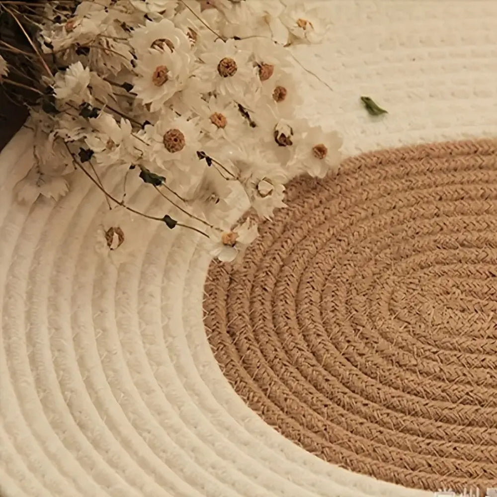 Boho Geflochtener Hanf Ovaler Teppich