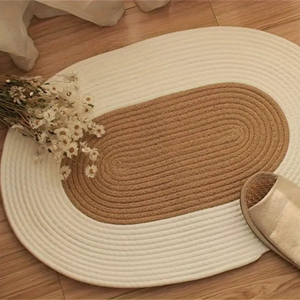 Boho Geflochtener Hanf Ovaler Teppich