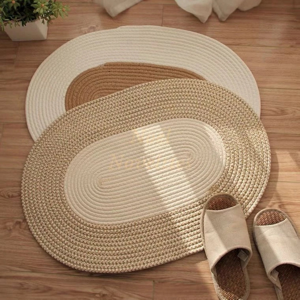 Boho Geflochtener Hanf Ovaler Teppich