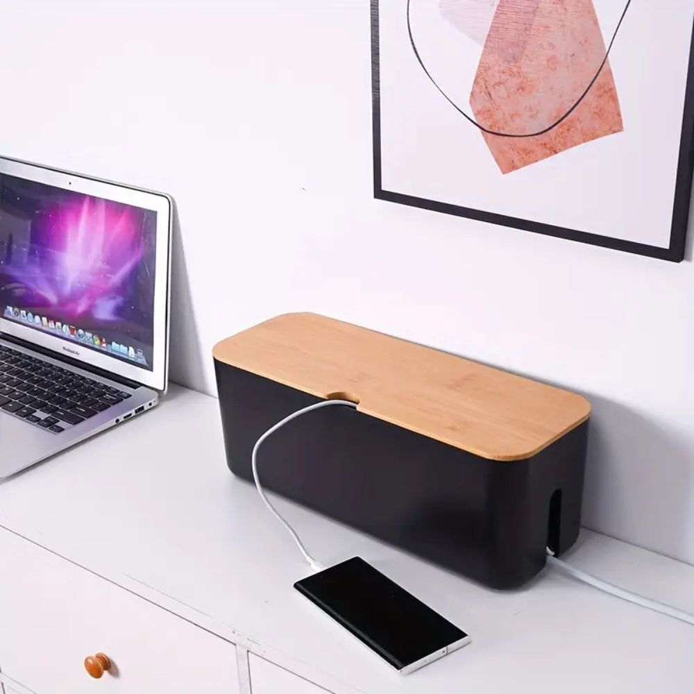 Kabel Organizer Box aus Bambus