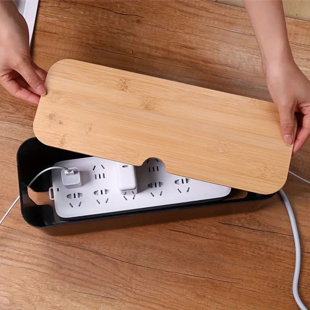 Kabel Organizer Box aus Bambus