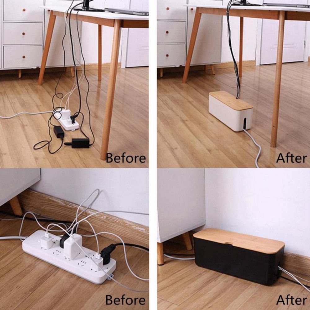 Kabel Organizer Box aus Bambus