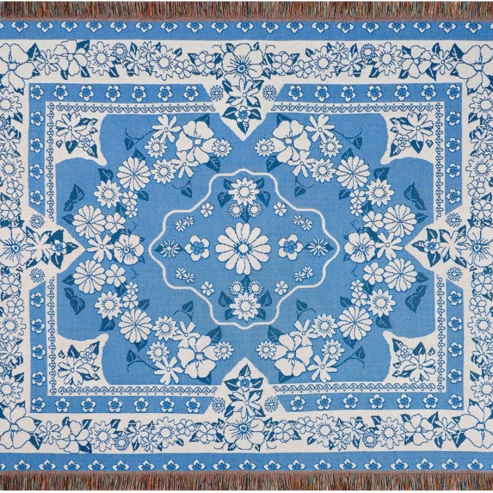Blaue Gänseblümchen Boho Reise-Outdoor-Decke
