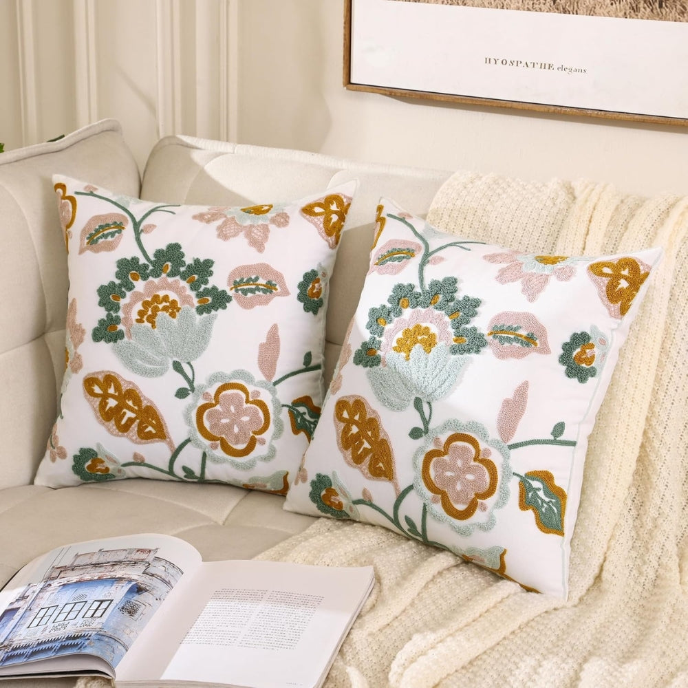 Denza Landhaus Floral Geplüschter Kissenbezug
