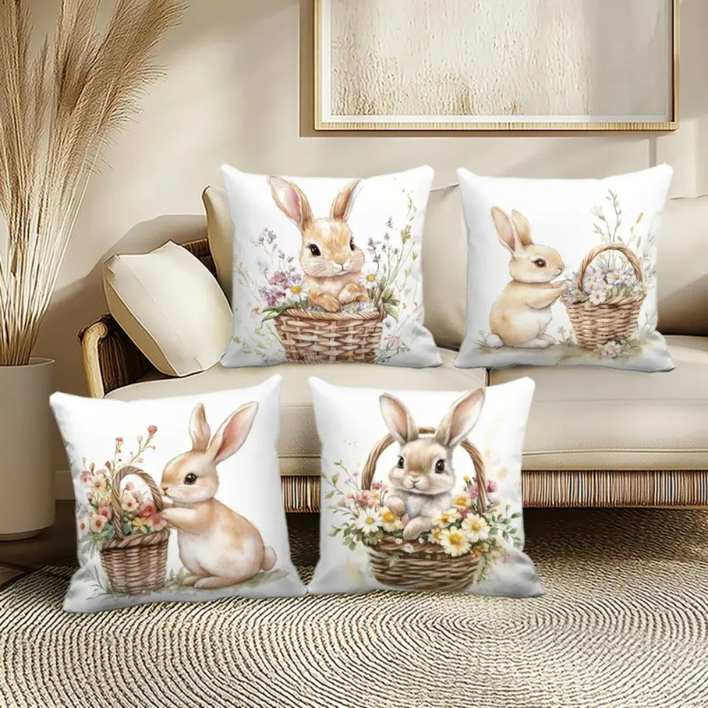 Osterblumen Hasen Kissenbezug | 4-teiliges Set