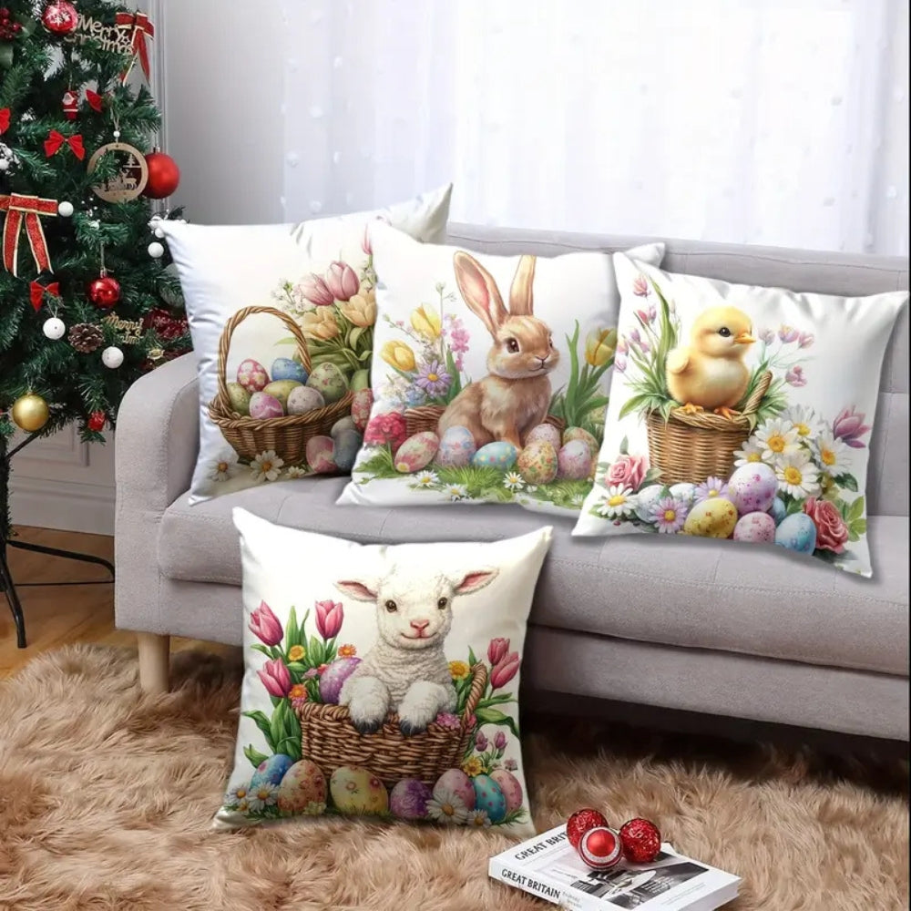 Osterblumen Hasen Kissenbezug | 4-teiliges Set