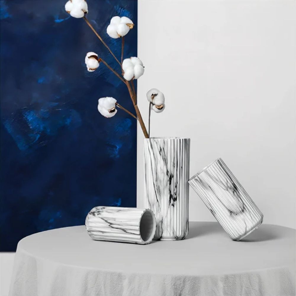 Elegante Vertikale Marmor Keramikvase