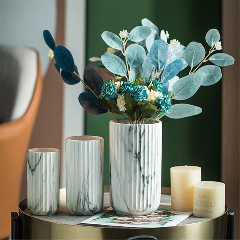 Elegante Vertikale Marmor Keramikvase
