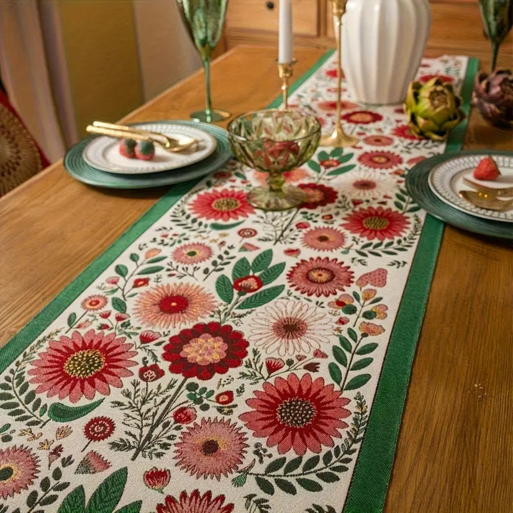 Bestickter Floral Quastentischläufer