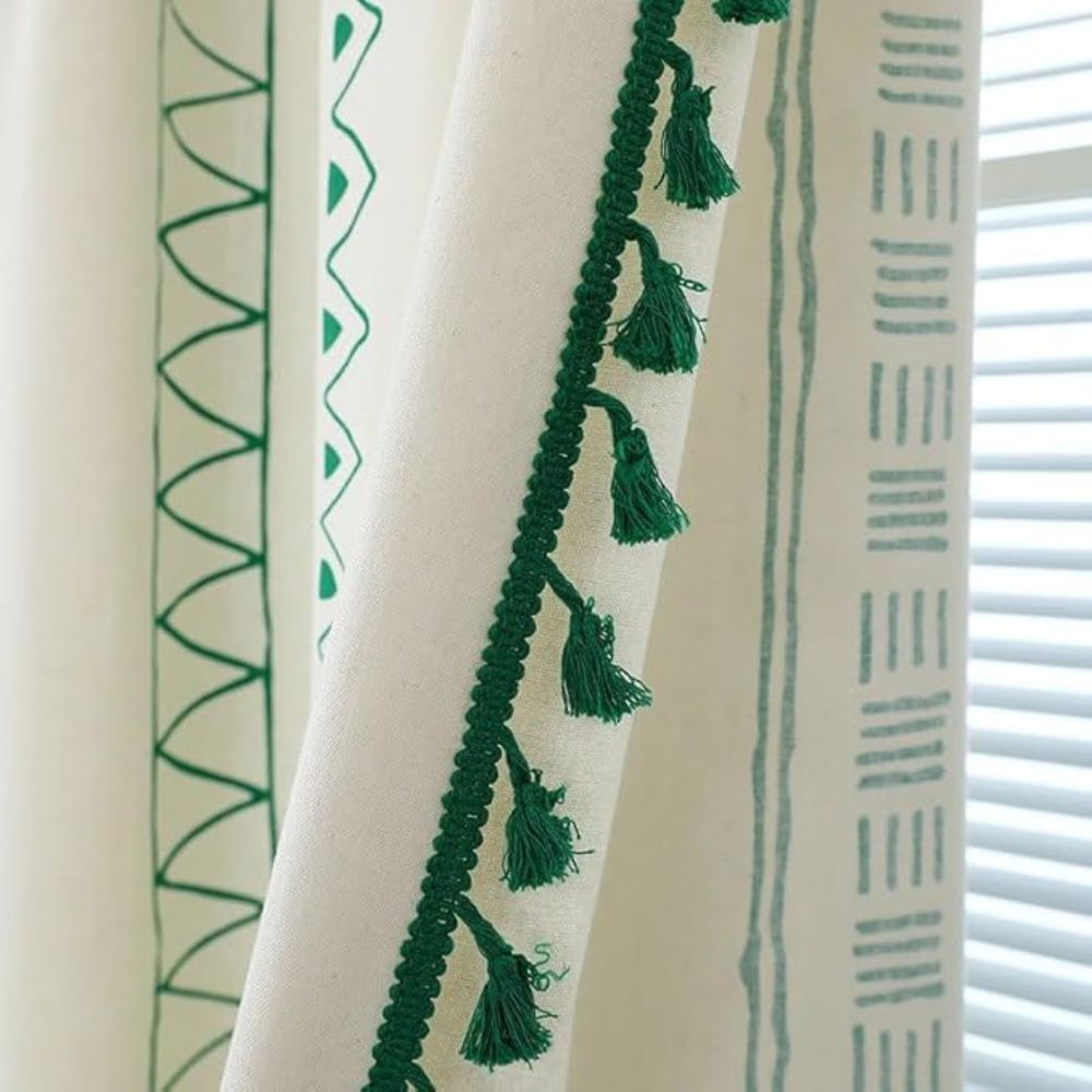 Edelstein Stamm Boho Quasten Vorhang