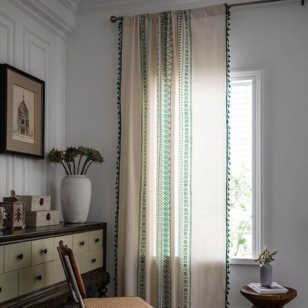 Edelstein Stamm Boho Quasten Vorhang