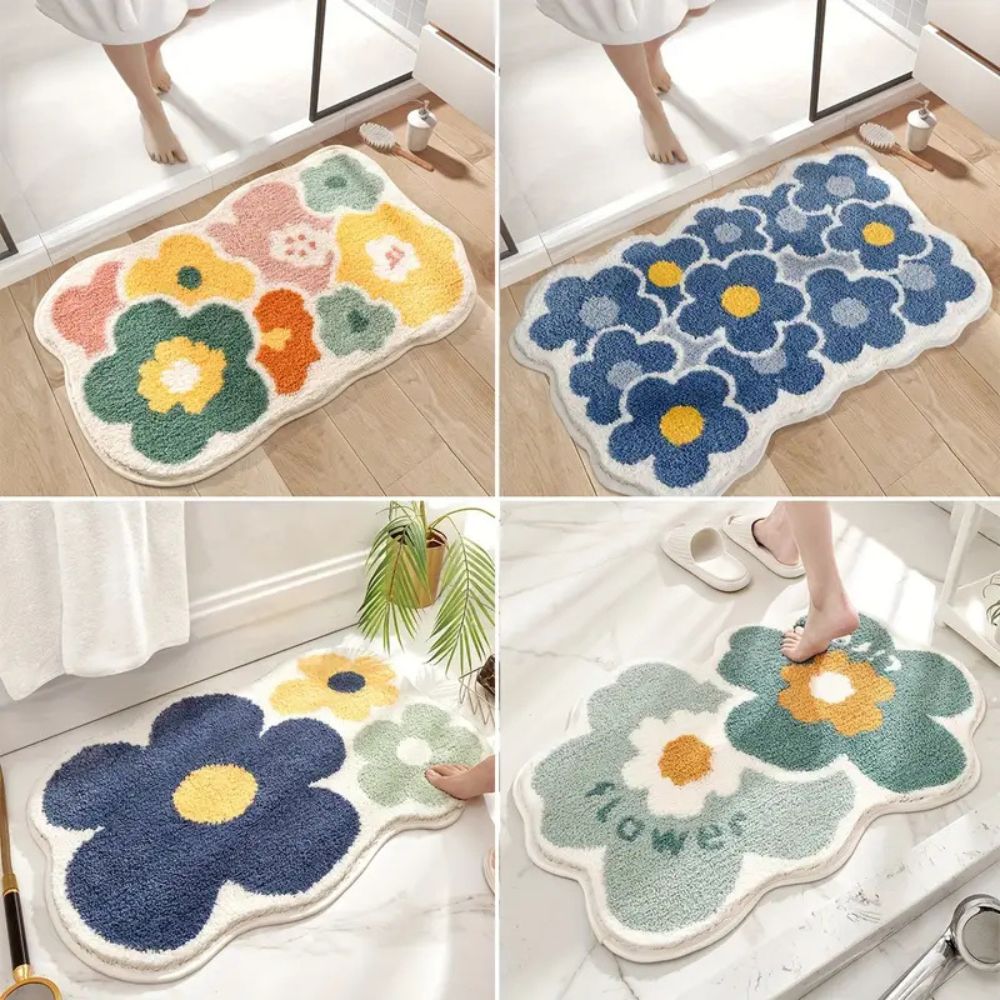 Florale, tufted, saugfähige Badematte