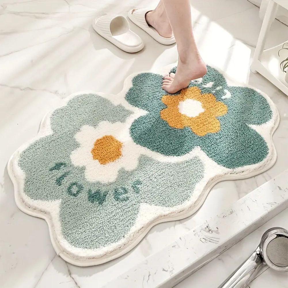 Florale, tufted, saugfähige Badematte