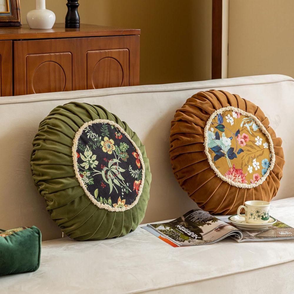 Floral Medley Samt Rundkissen