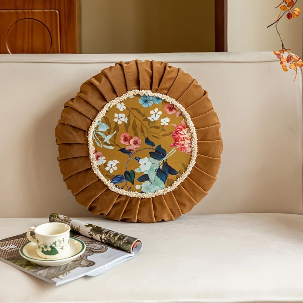 Floral Medley Samt Rundkissen