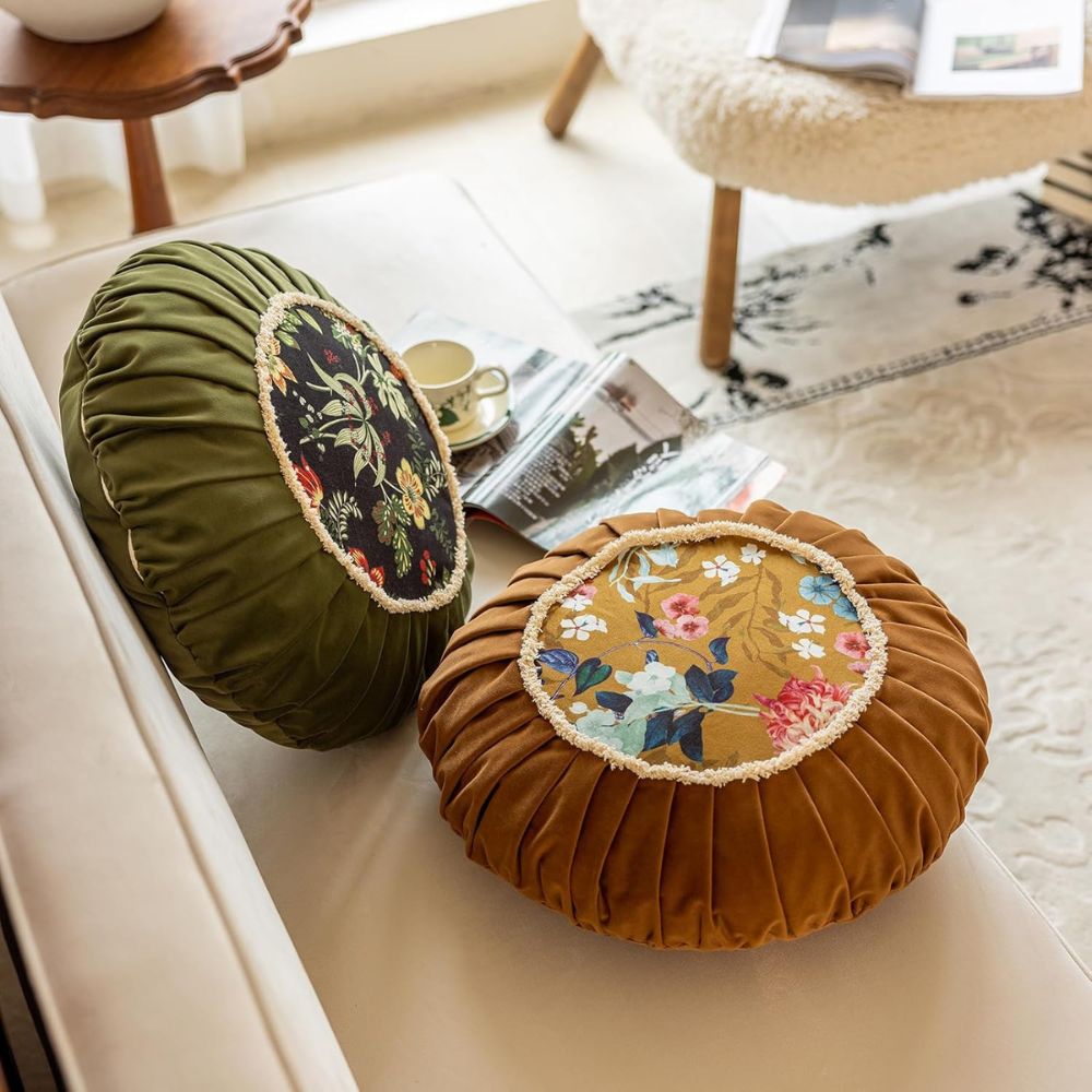 Floral Medley Samt Rundkissen