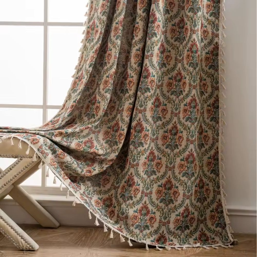 Französische Vintage Blumen Wandbehang Vorhang