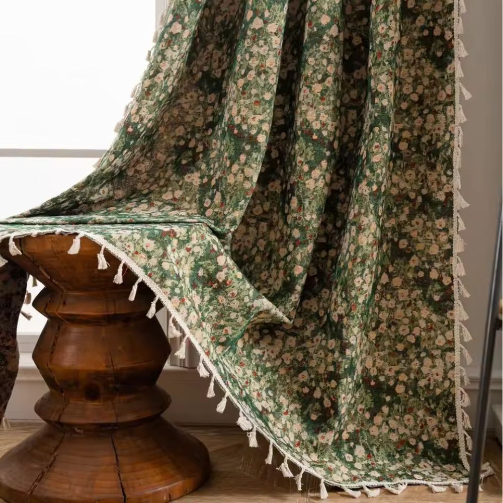 Französische Vintage Blumen Wandbehang Vorhang