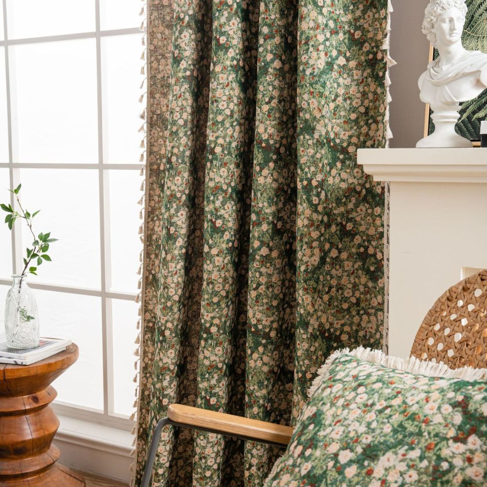 Französische Vintage Blumen Wandbehang Vorhang