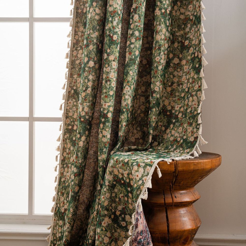 Französische Vintage Blumen Wandbehang Vorhang