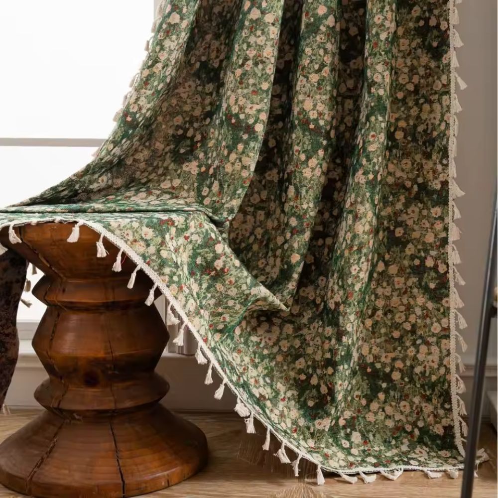 Französische Vintage Blumen Wandbehang Vorhang