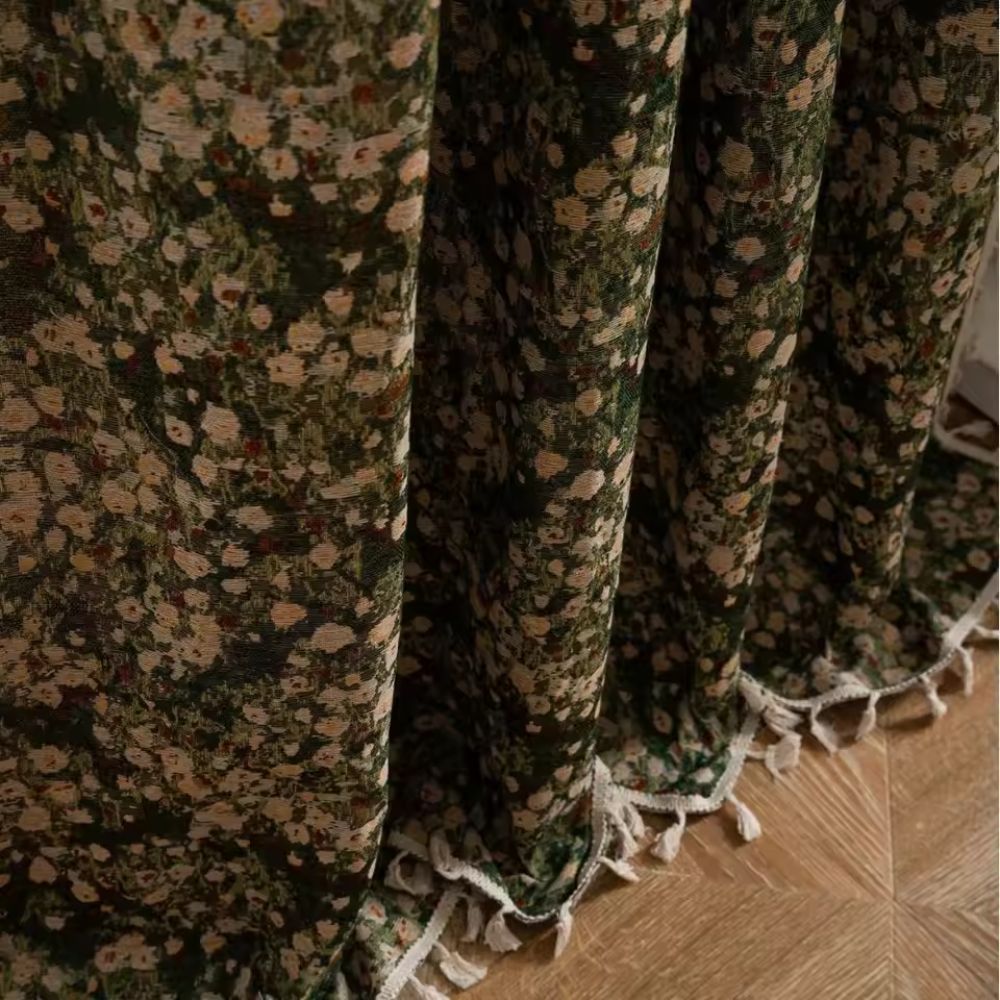 Französische Vintage Blumen Wandbehang Vorhang