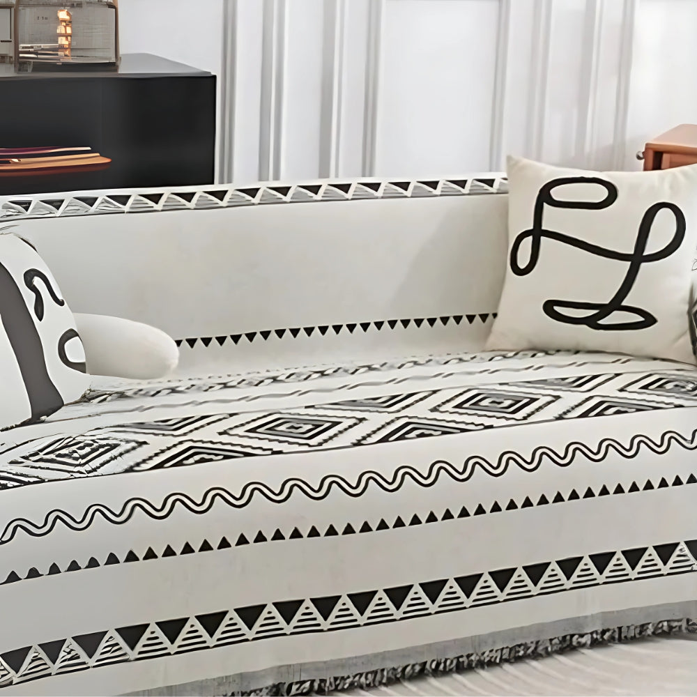 Geometrische Boho Sofabezug-Decke
