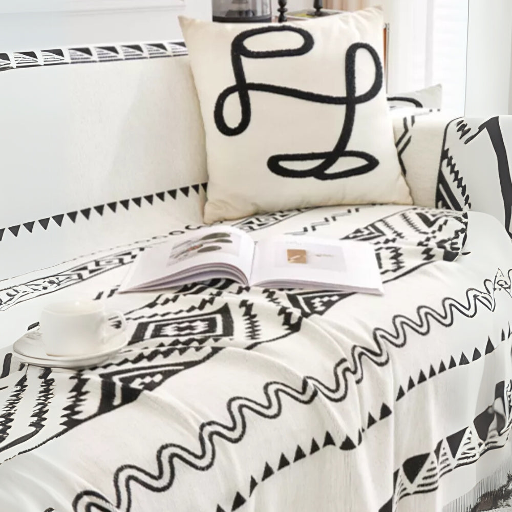 Geometrische Boho Sofabezug-Decke