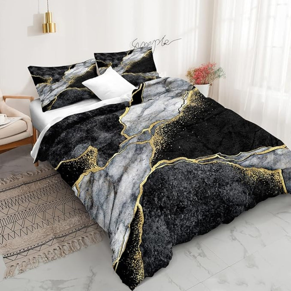 Jade Opulentes Gold Akzent Bettbezug Set