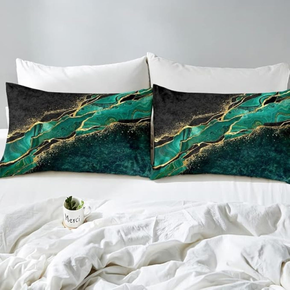 Jade Opulentes Gold Akzent Bettbezug Set