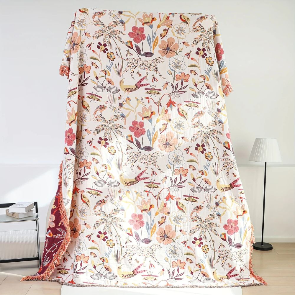 Jungle Bloom Wendedecke aus Baumwolle