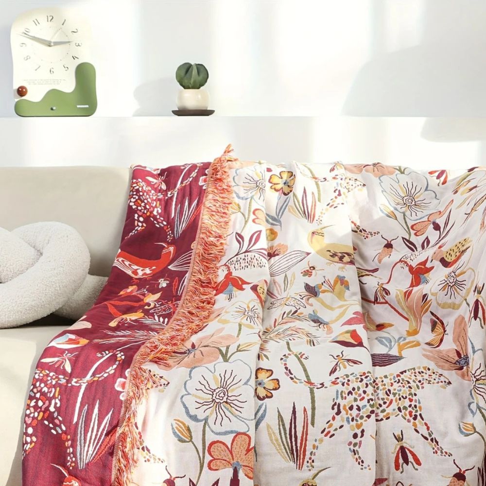 Jungle Bloom Wendeblanket aus Baumwolle