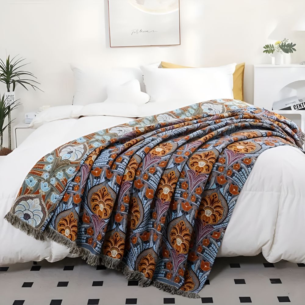 Lotus Bloom Jacquard Baumwolldecke