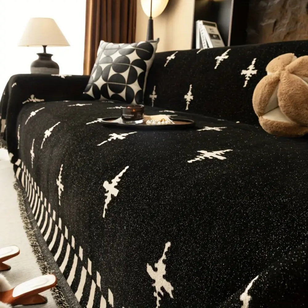 Modernes Sofaüberwurf mit Kreuzmuster