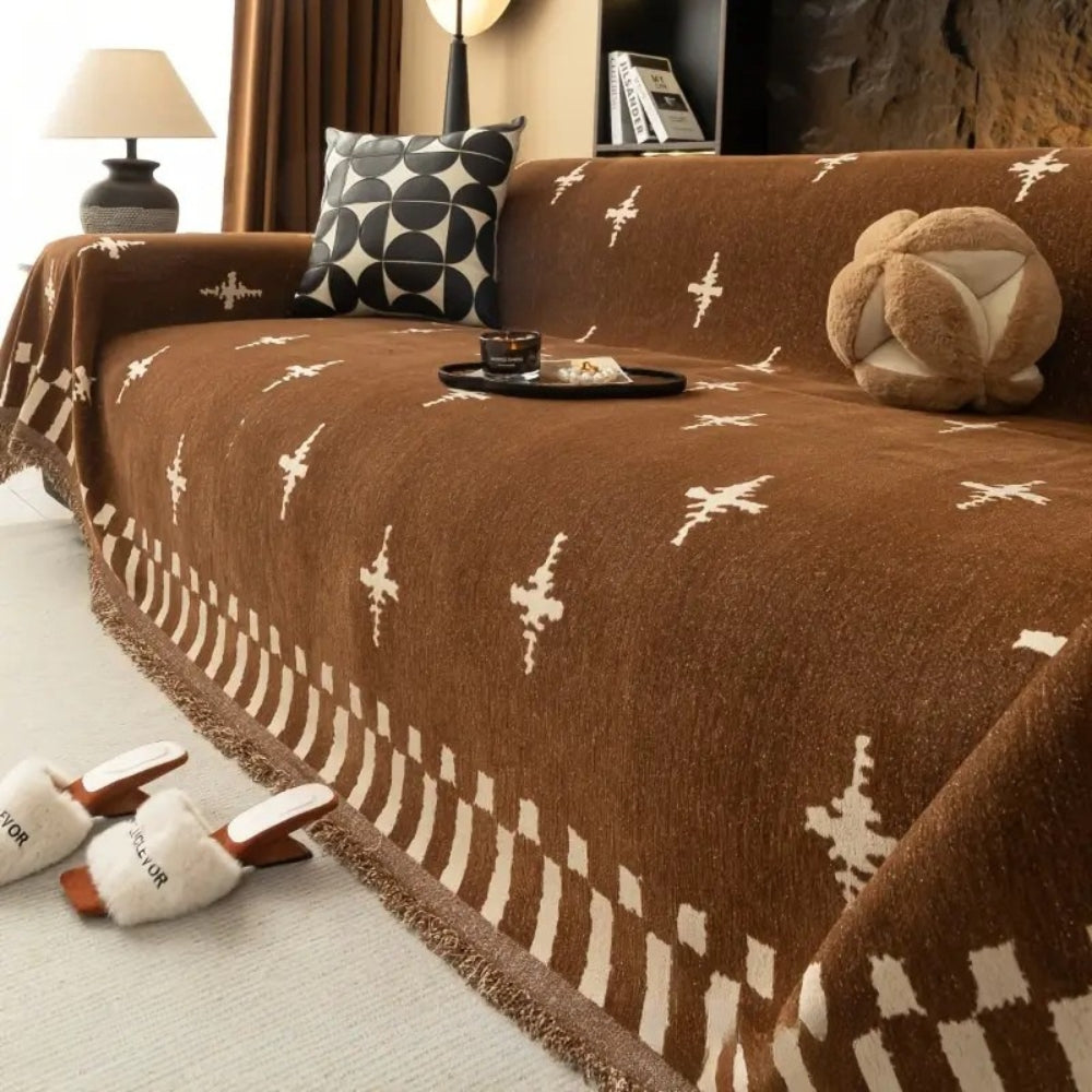 Modernes Sofaüberwurf mit Kreuzmuster