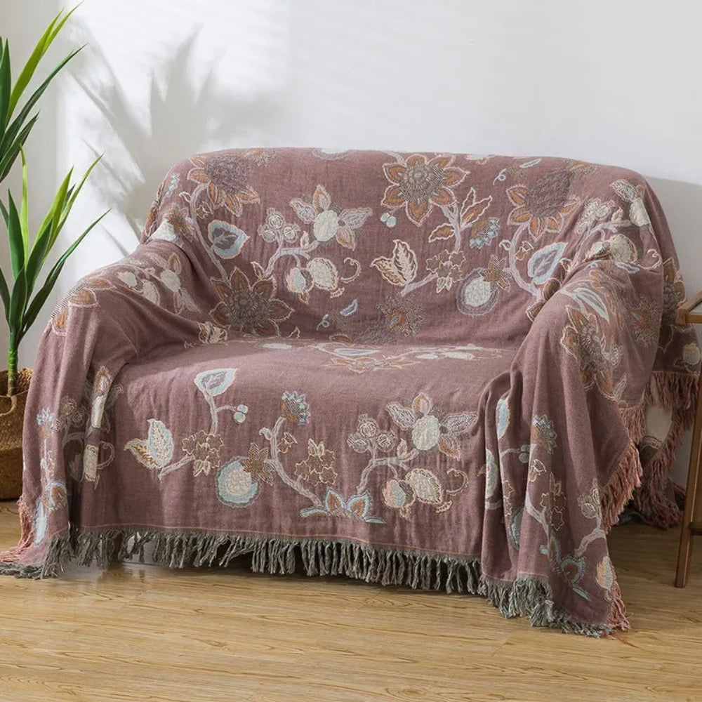 Orchid Trail Floral Baumwoll-Tassel Bettdecke