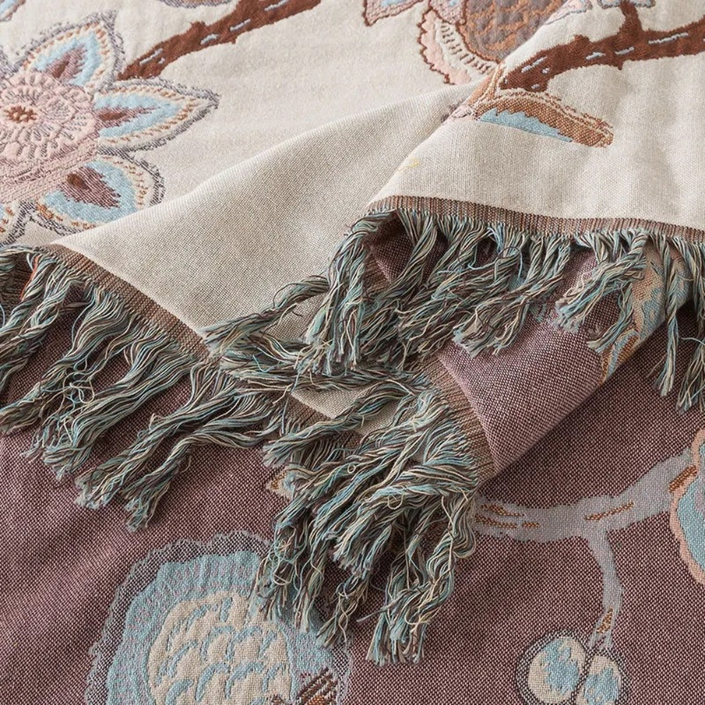 Orchid Trail Floral Baumwoll-Tassel Bettdecke